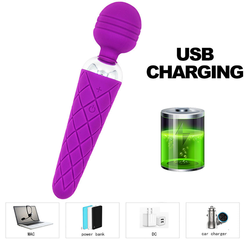 Vibrator Massager for Women, 10 Vibration Quiet Massager Body-Safe Silicone, Wireless Body Massage Wand (Pink)