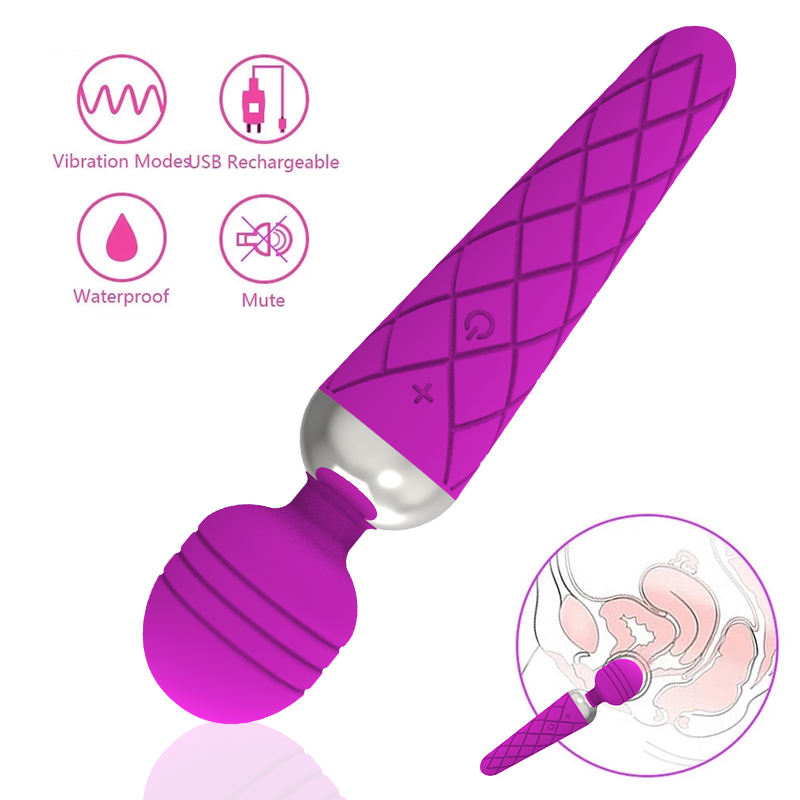 Vibrator Massager for Women, 10 Vibration Quiet Massager Body-Safe Silicone, Wireless Body Massage Wand (Pink)
